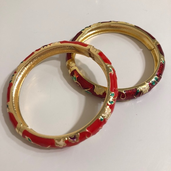 💝💝 NEW Cloisonné Enamel Hinged Bangle Bracelets - Picture 3 of 10